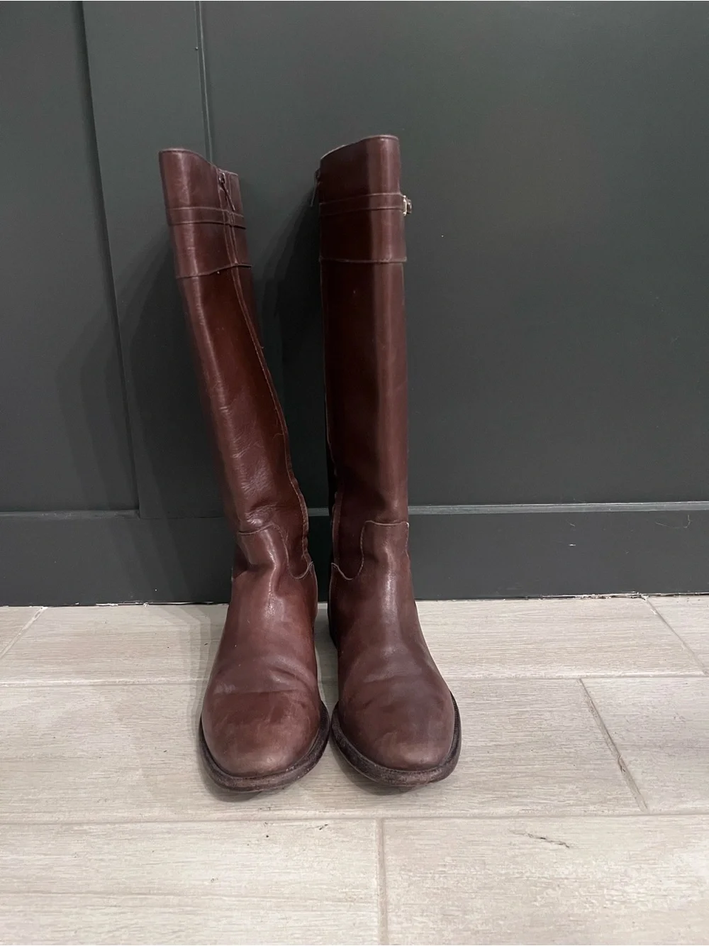 Banana Republic Tall Brown Leather Riding Boots with Buckle
